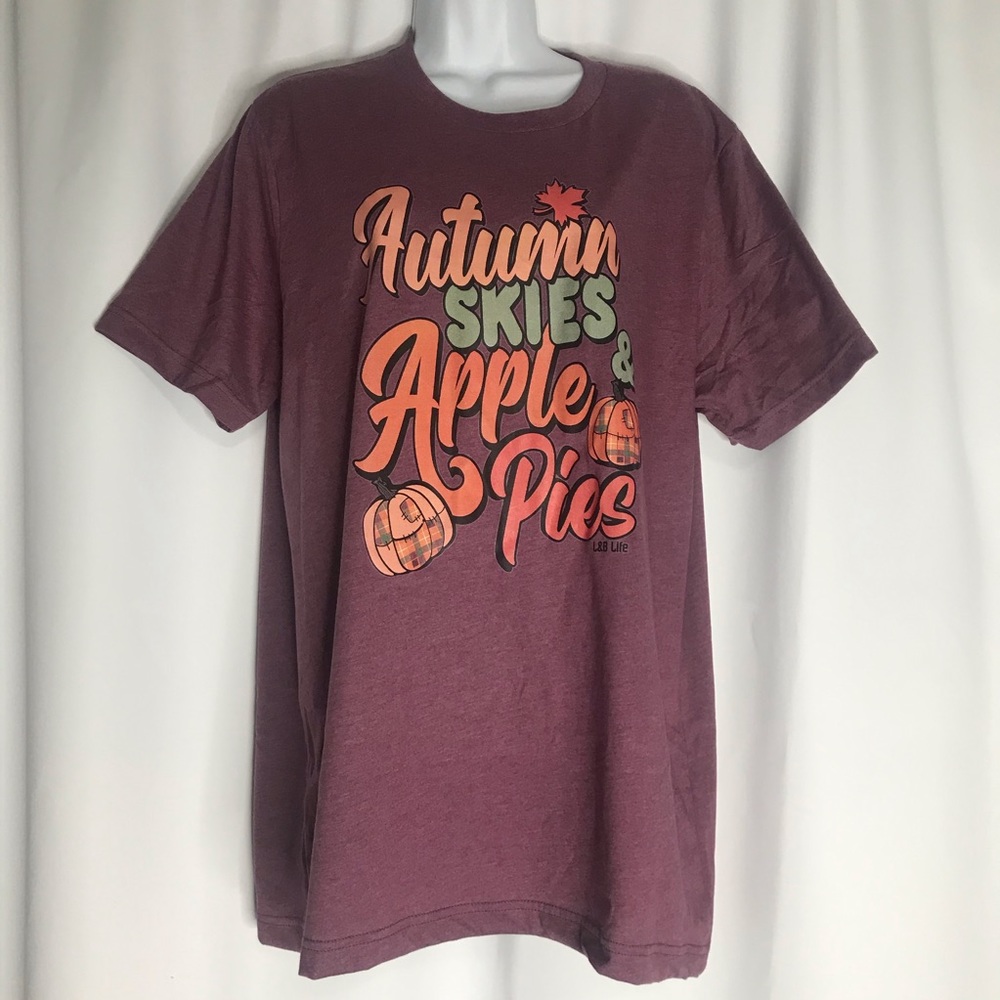 NEW Boutique Fall Autumn Skies Apple Pies Tee - Picture 2 of 7
